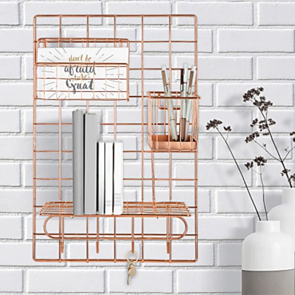 Realspace® Rose Gold Wire Hanging Organizer System, Base Panel - Picture 3 of 3